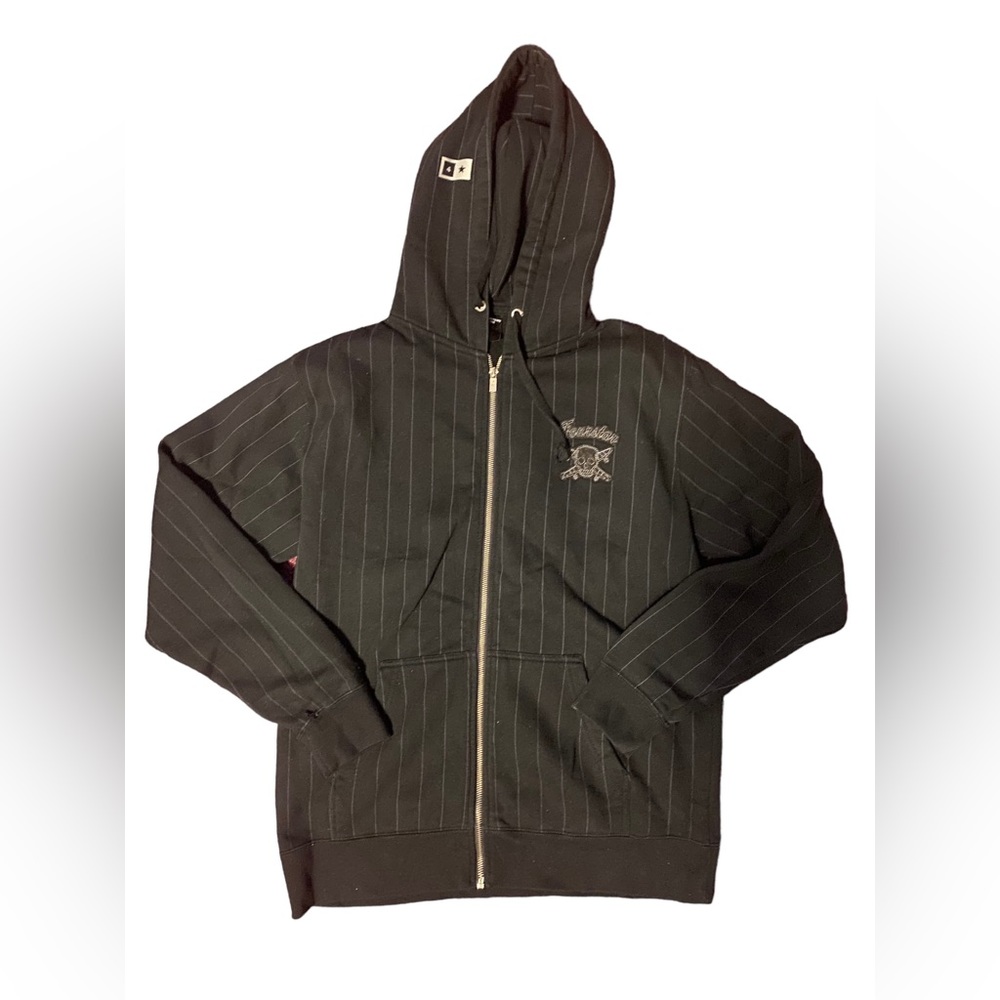 Fourstar Clothing Company Men’s Stripe Black Zip Up Hoody Hoodie Sweatshirt M